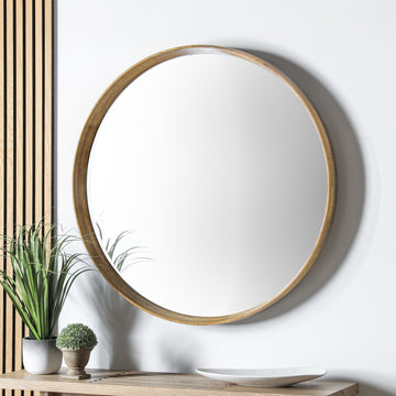 Keaton Round Mirror Oak Large