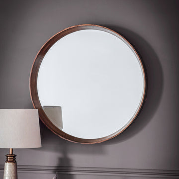 Keaton Round Mirror Walnut Small