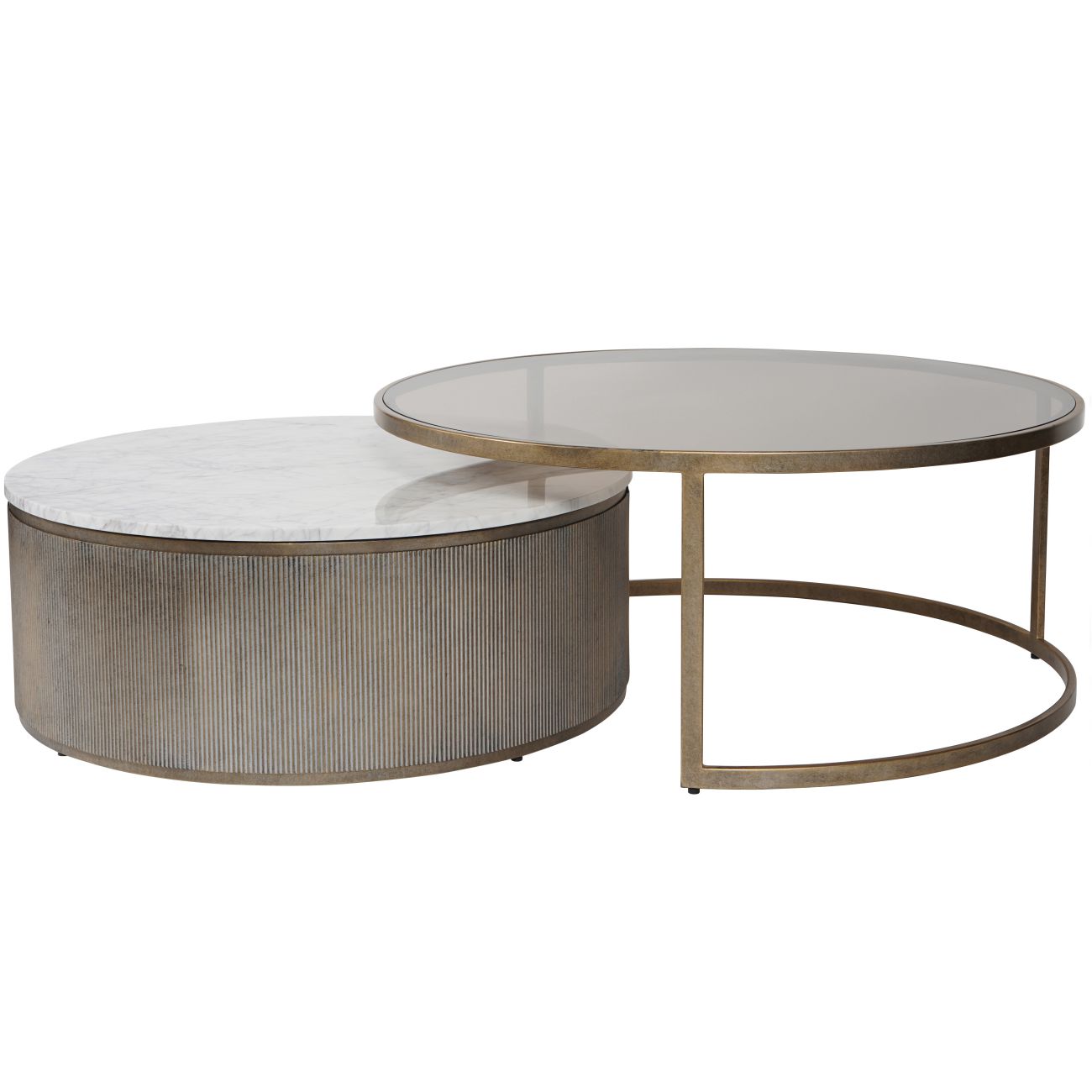 Belvedere Brushed Gold set of 2 Nesting Coffee Tables