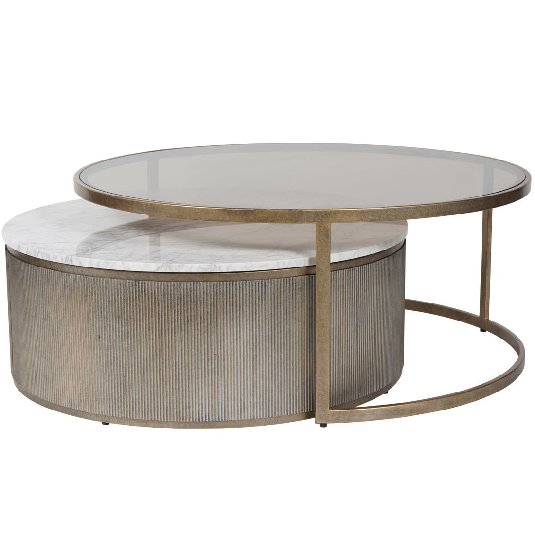 Belvedere Brushed Gold set of 2 Nesting Coffee Tables