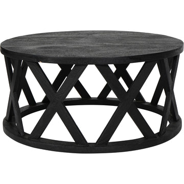 Cali Solid Wooden Round Coffee Table in Black