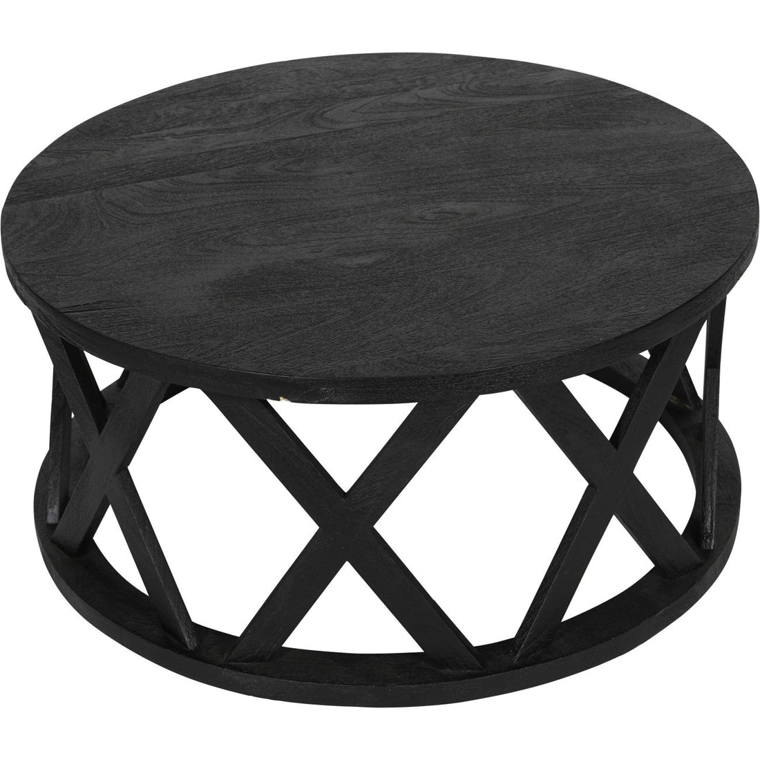 Cali Solid Wooden Round Coffee Table in Black