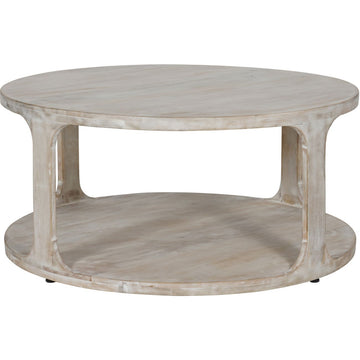 Beadnell Solid Carved Wooden Coffee Table in Whitewash Finish