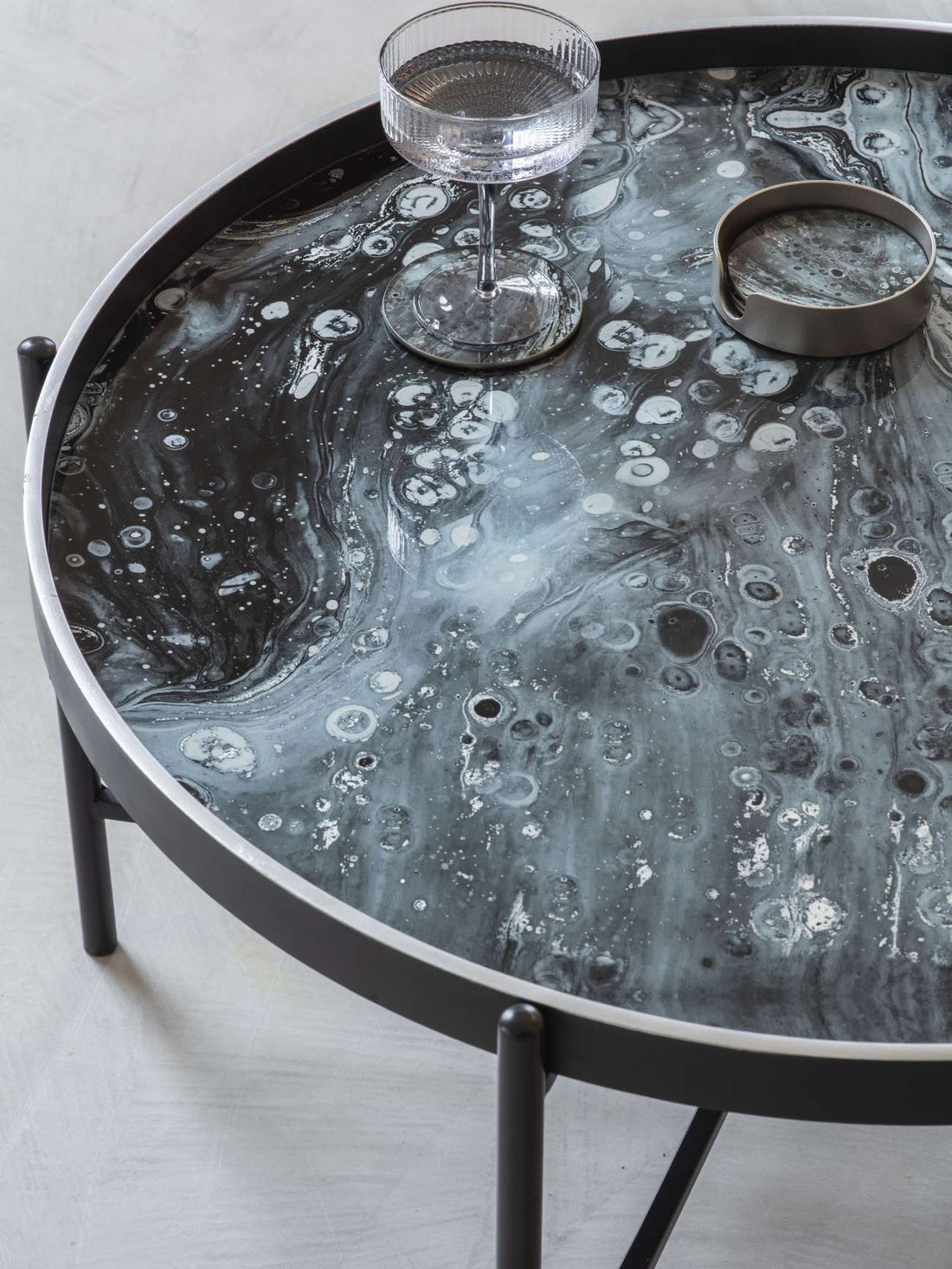 Monochrome Swirl Coffee Tray Table