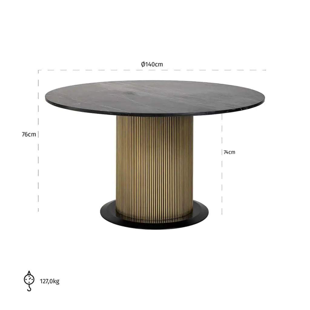 Ironville Round Dining Table 140cm Black/Gold